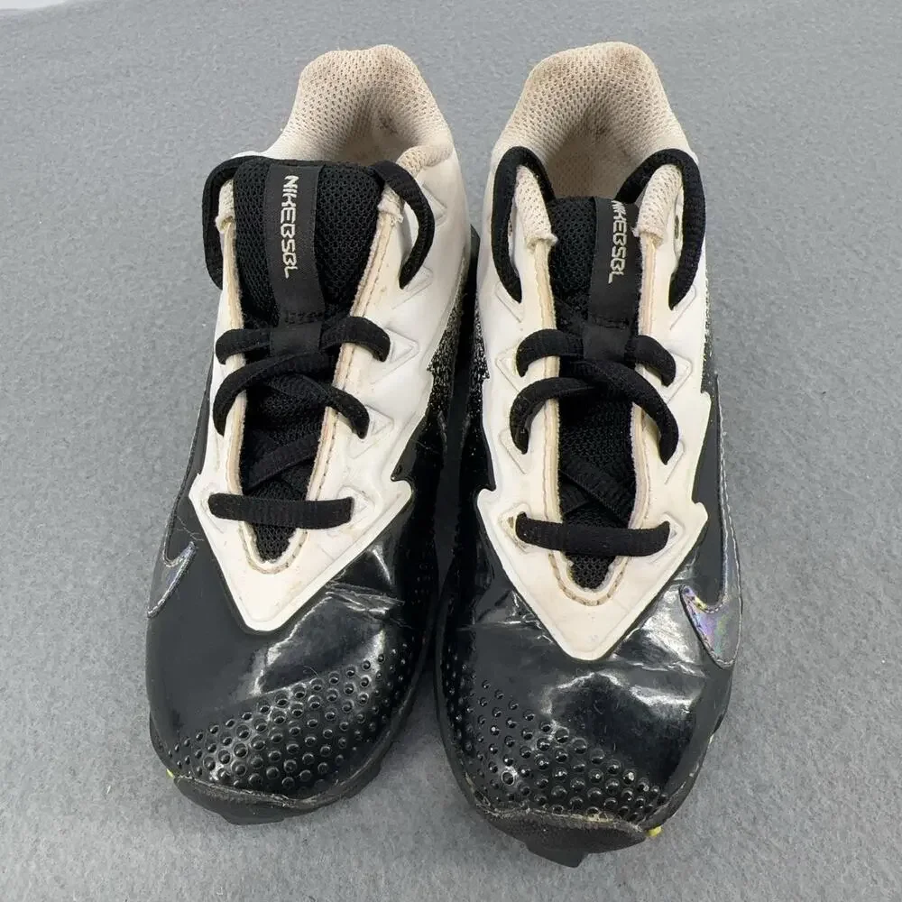 Nike Vapor Youth Baseball Cleats 12C White Black Iridescent Swoosh Kids Fastflex
